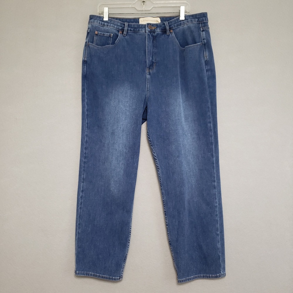Soft Surroundings Womens 18 Jeans Blue High Rise Straight Leg Stretch Denim